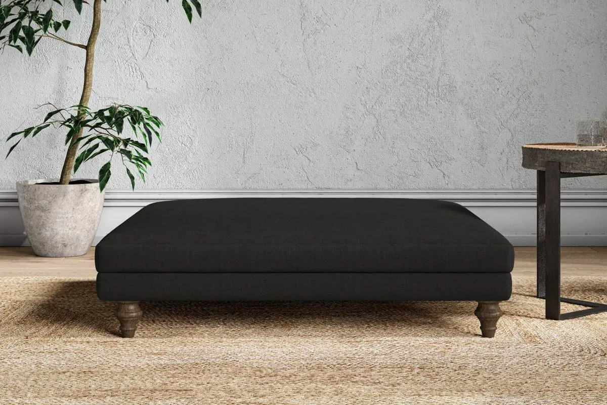 Marri Grand Dining Footstool - Charcoal, Linen