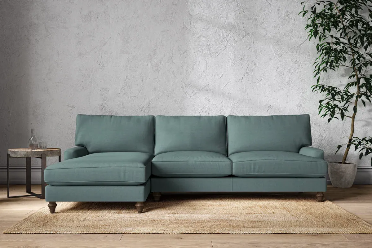 Marri Grand Right Hand Chaise Sofa - Airforce, Recycled Cotton