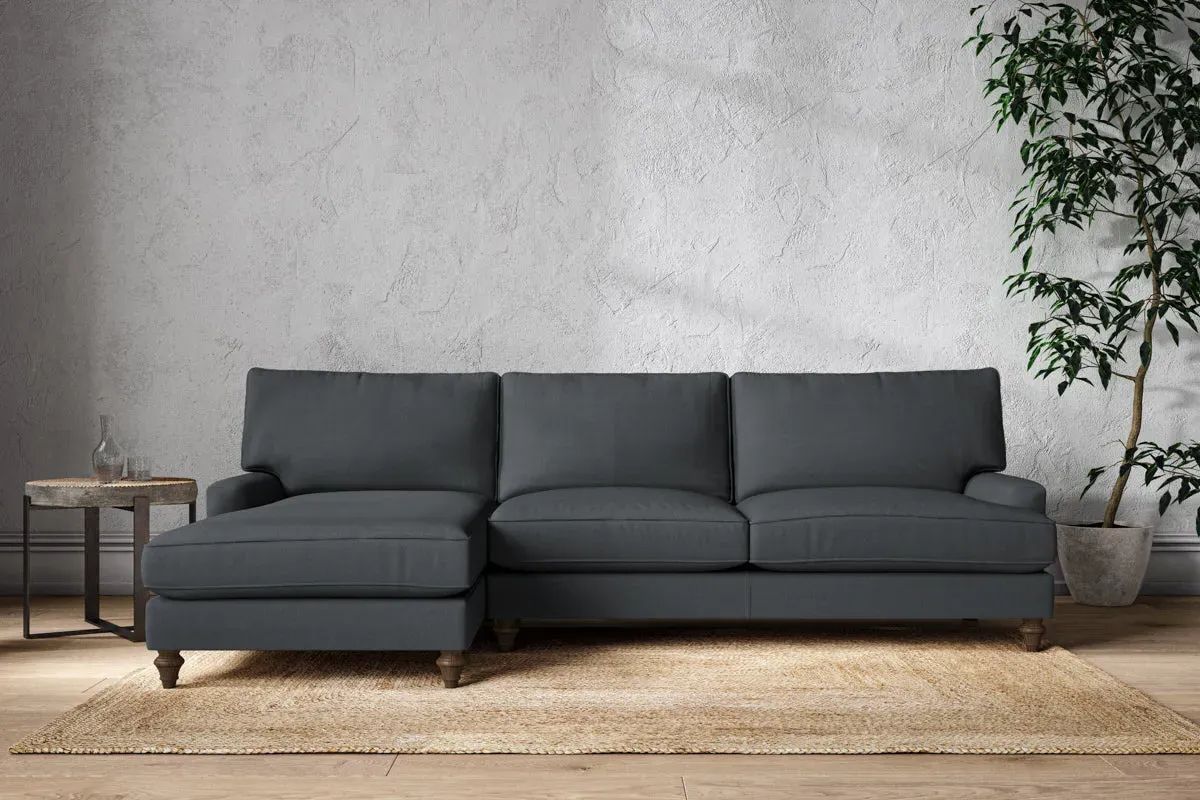 Marri Grand Right Hand Chaise Sofa - Thunder, Recycled Cotton