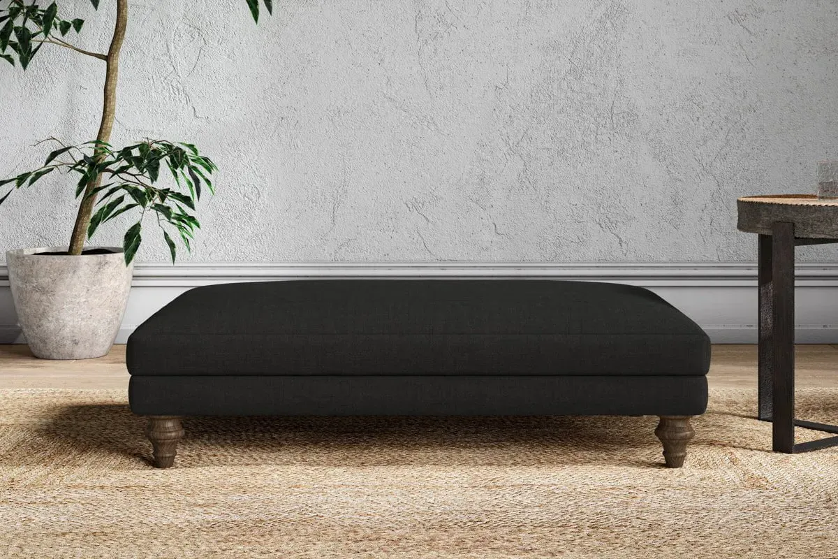 Marri Large Dining Footstool - Charcoal, Linen