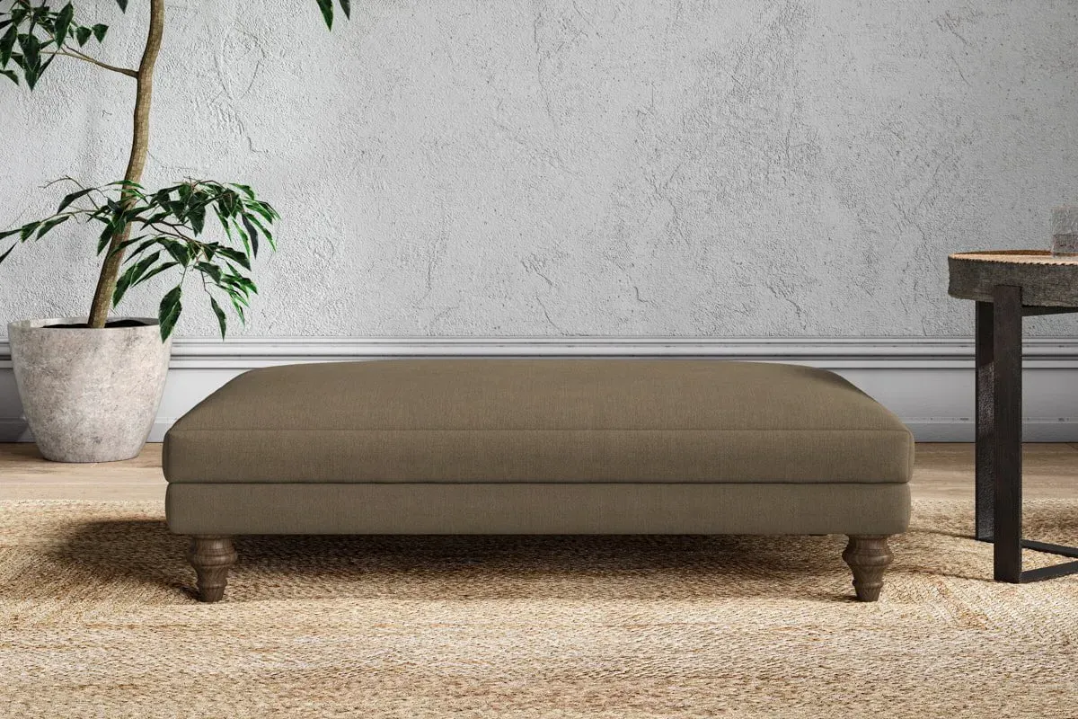 Marri Large Dining Footstool - Chestnut, Linen