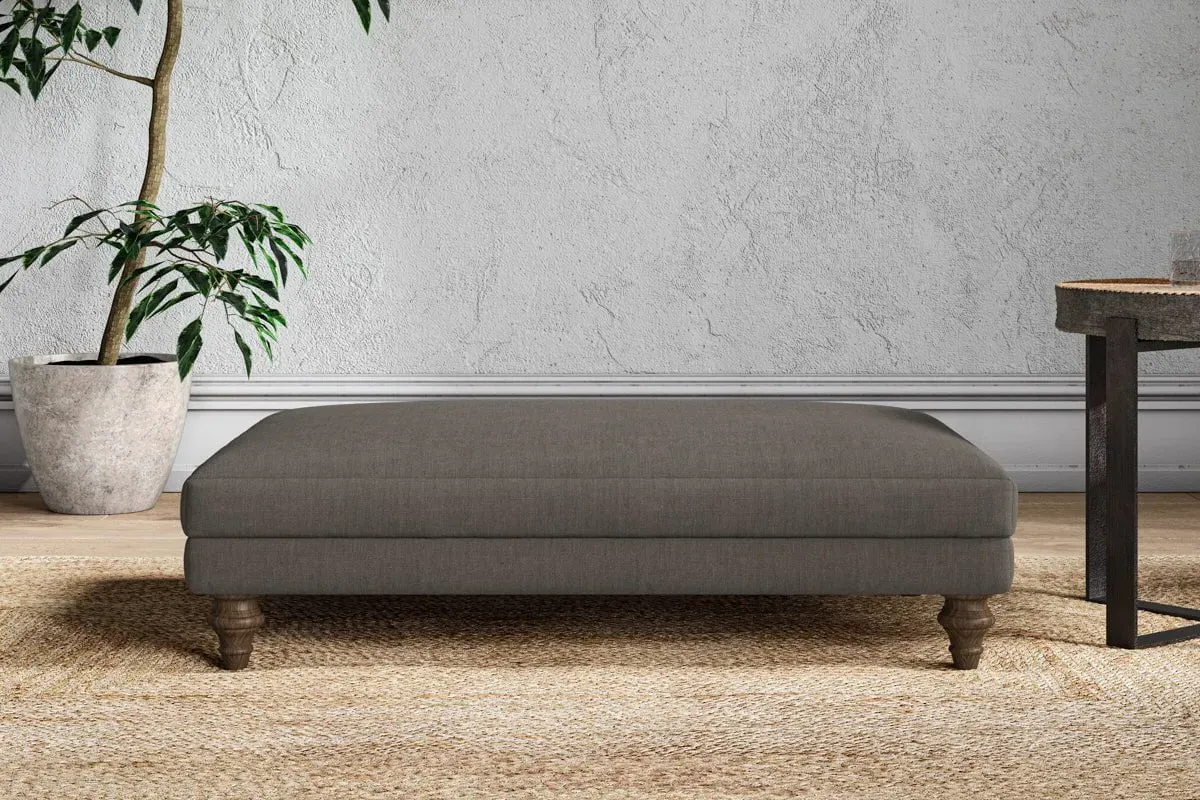 Marri Large Dining Footstool - Granite, Linen