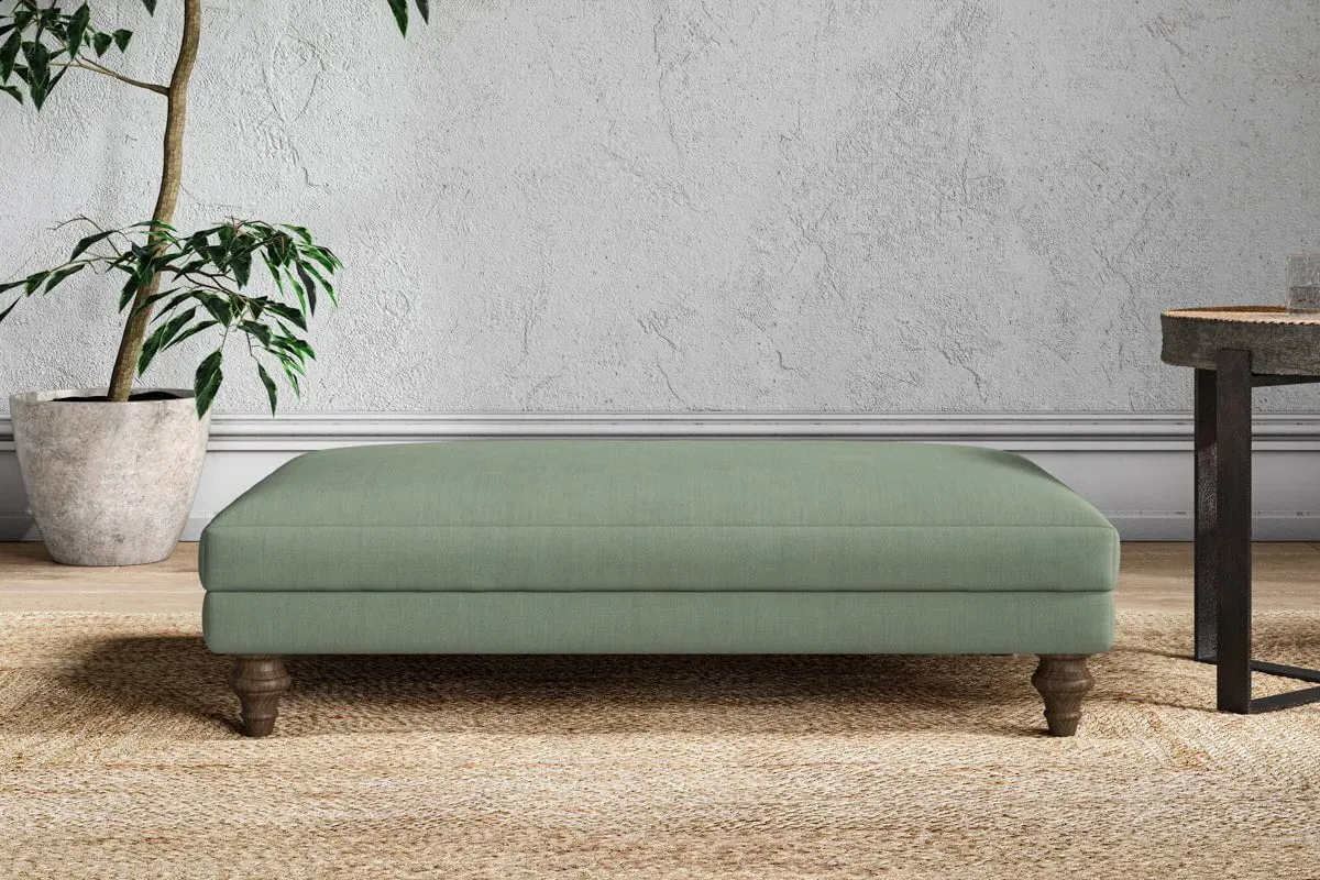 Marri Large Dining Footstool - Jade, Linen