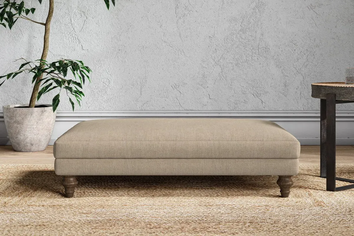 Marri Large Dining Footstool - Pebble, Linen