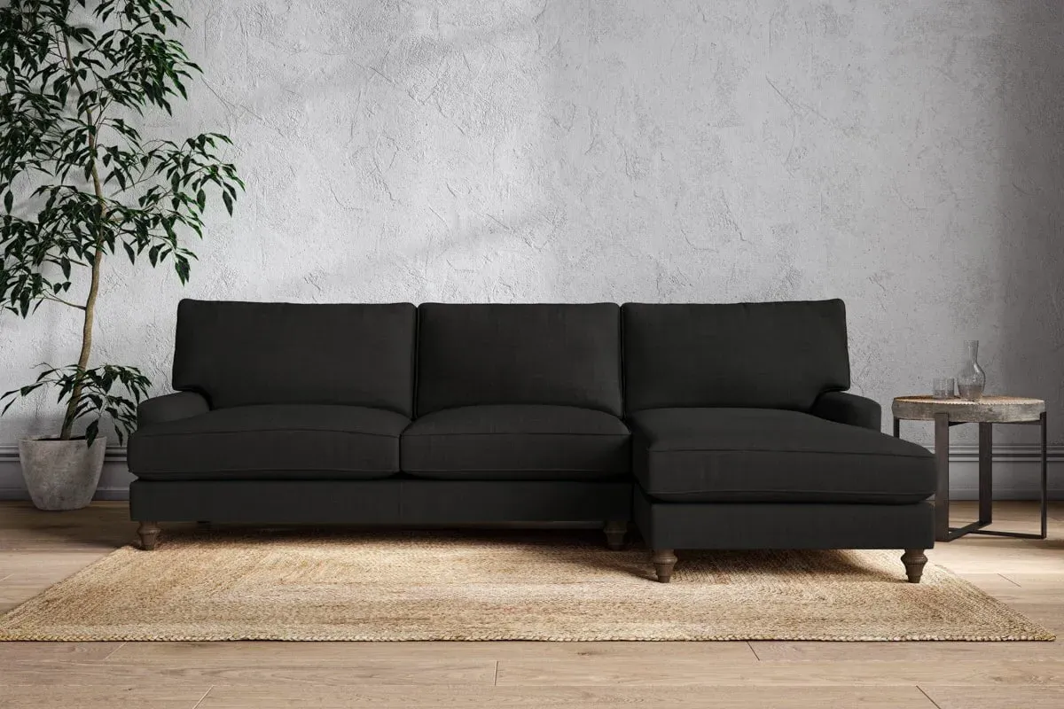 Marri Left Hand Chaise Sofa - Charcoal, Linen