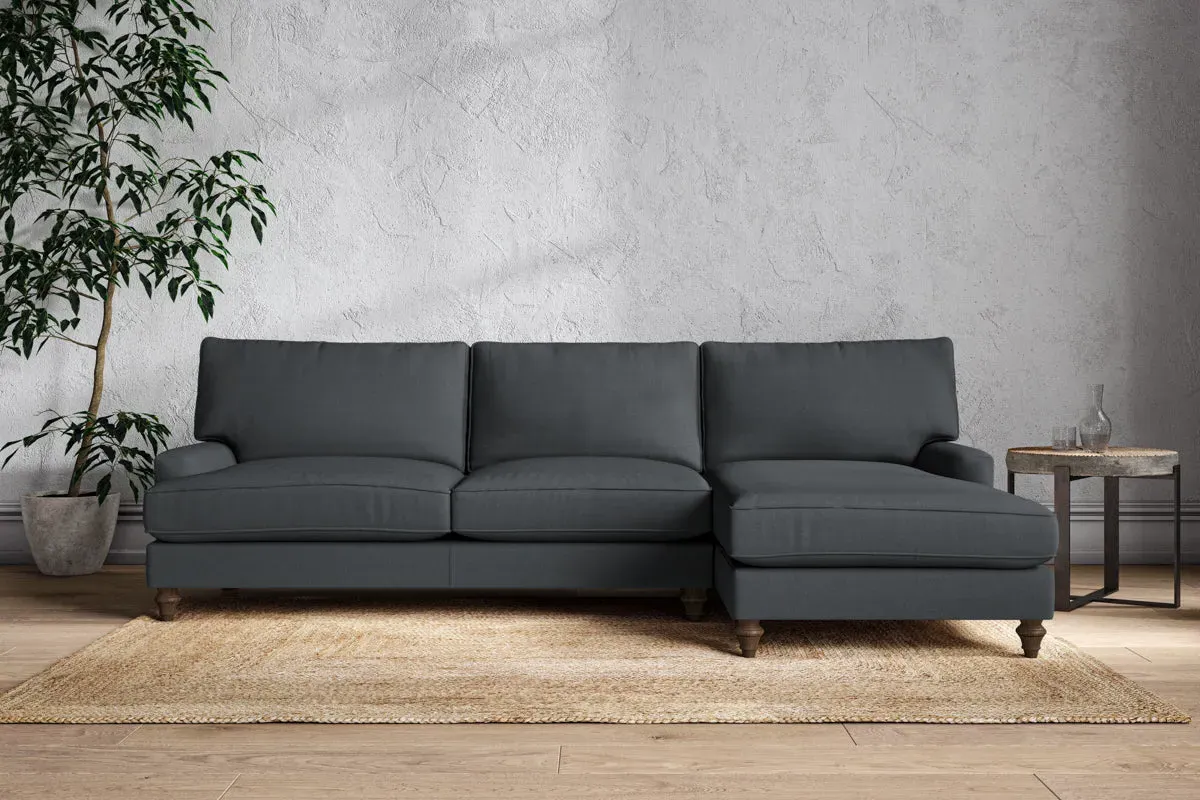 Marri Left Hand Chaise Sofa Grand - Thunder, Recycled Cotton