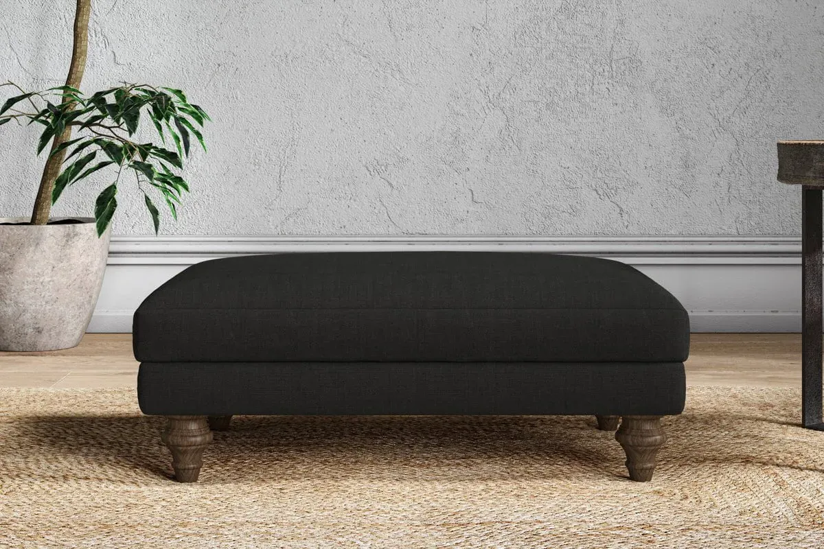 Marri Medium Dining Footstool - Charcoal, Linen