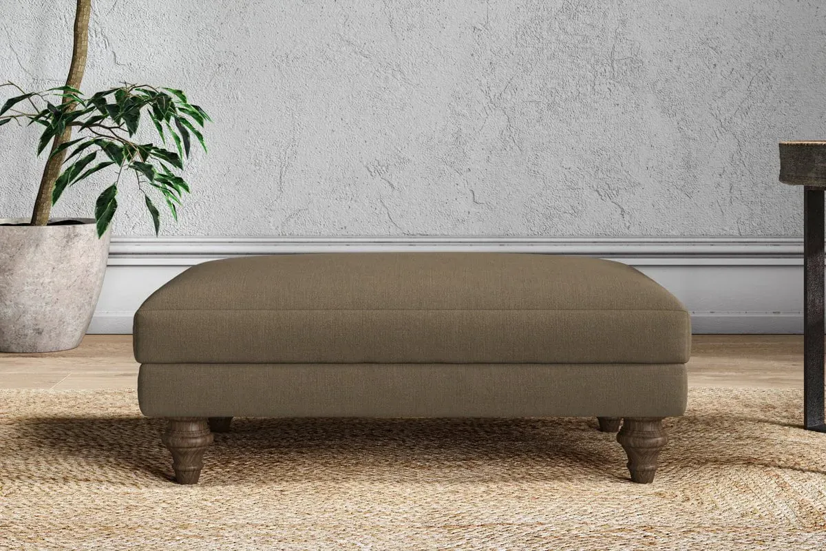 Marri Medium Dining Footstool - Chestnut, Linen