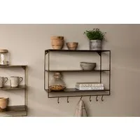 Meghana Iron Shelf with Hooks - Brass
