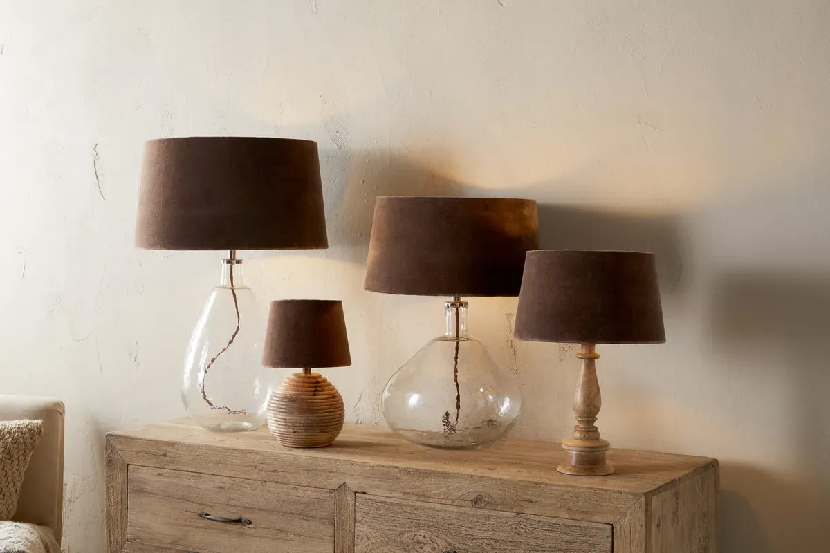Mendai Small Lampshade - Mocha, Velvet & Linen image