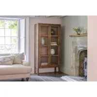 Mendani Mango Wood & Fluted Glass Cabinet - Walnut