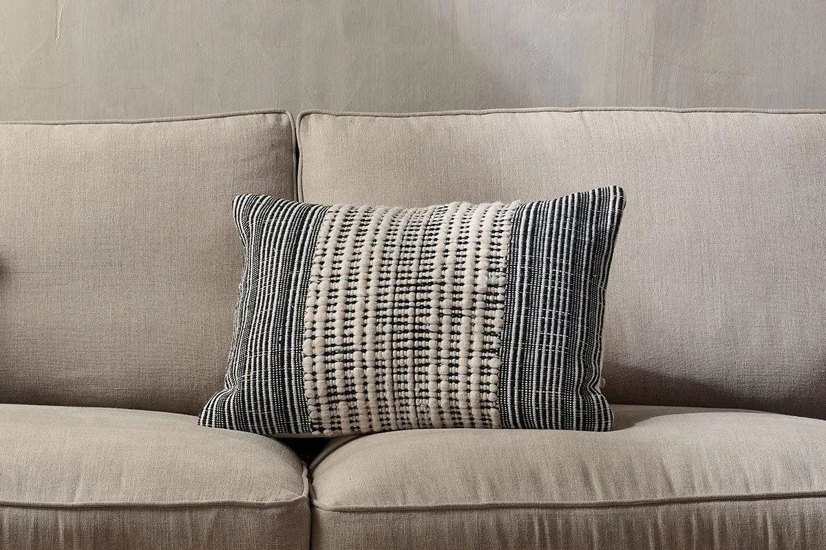 Mika Rectangle Cushion Cover - Black, Recycled image