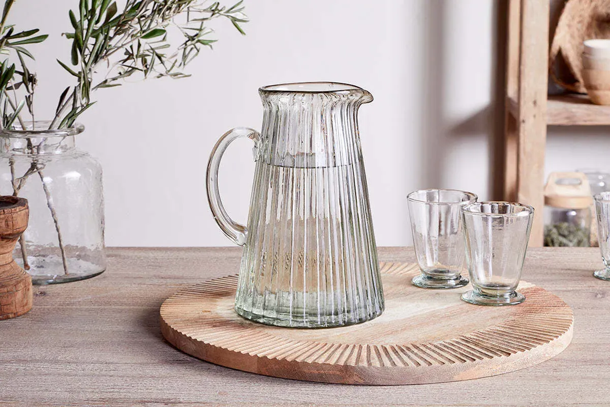 Minati Ribbed Glass Jug - Clear, Recycled Glass product