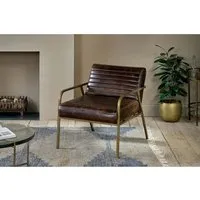 Mirai Ribbed Leather Armchair - Chocolate Brown alternate view