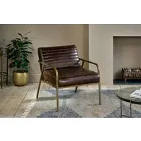 Mirai Ribbed Leather Armchair - Chocolate Brown