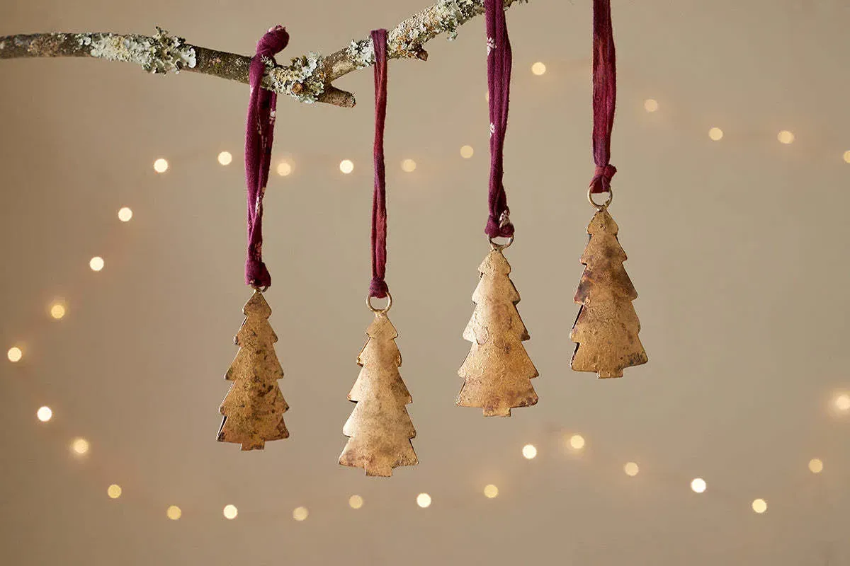 Mishti Tree Baubles Set of 4 Small - Antique Brass, Iron product