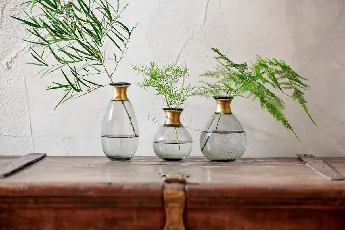 Miza Small Glass Vase - Smoke