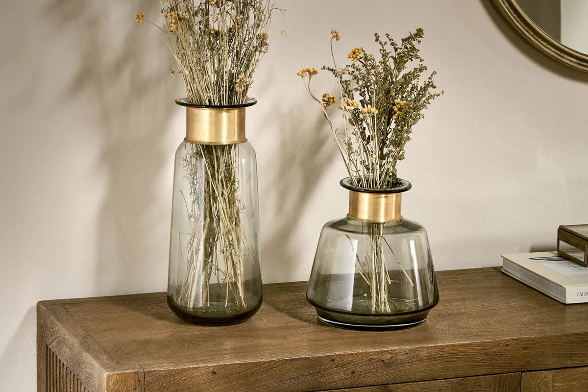 Miza Small Glass Vase - Smoke