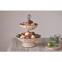 Montali 2 Tier Fruit Stand - Black, Rattan