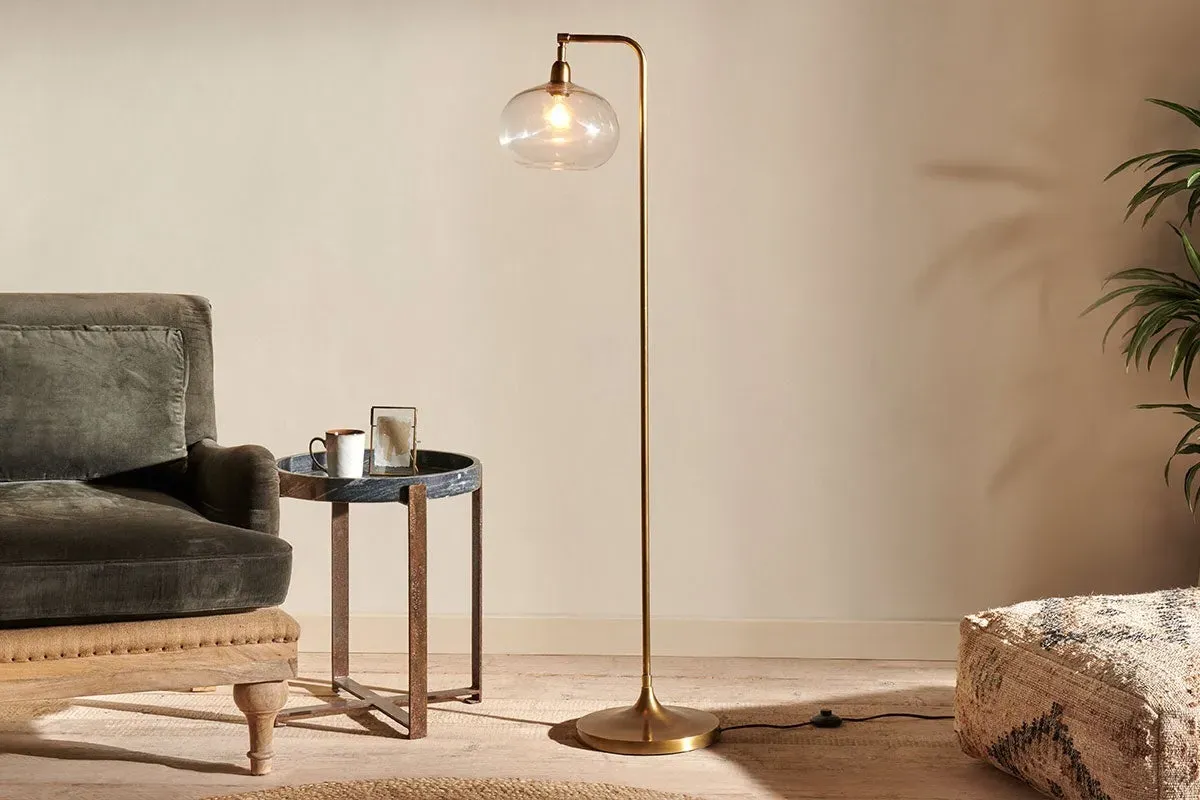 Mulia Recycled Glass Floor Lamp - Antique Brass