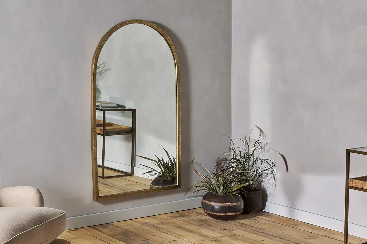 Murwara Full Length Arched Mirror - Antique Brass