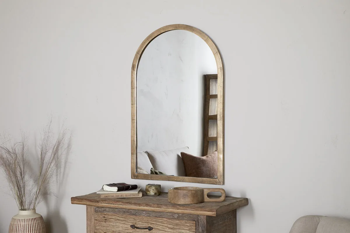 Murwara Large Arched Wall Mirror - Antique Brass