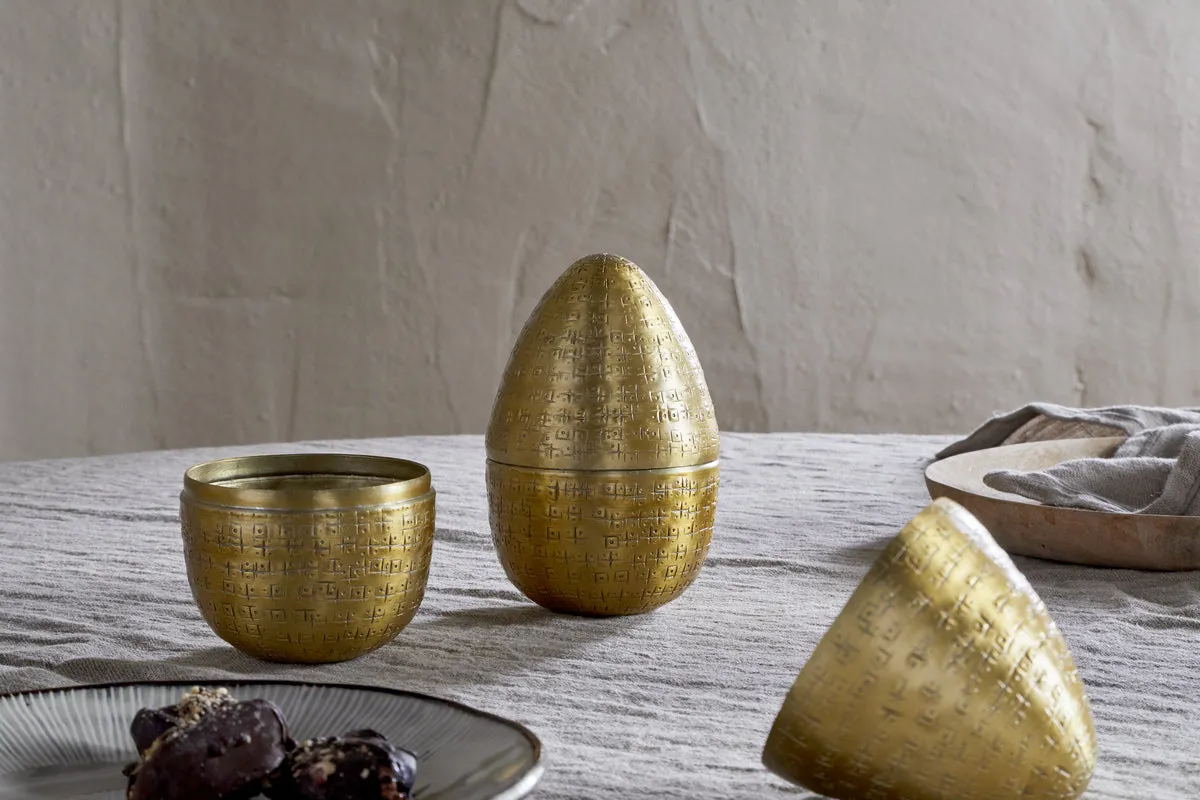 Mutti Hammered Opening Egg - Antique Brass product