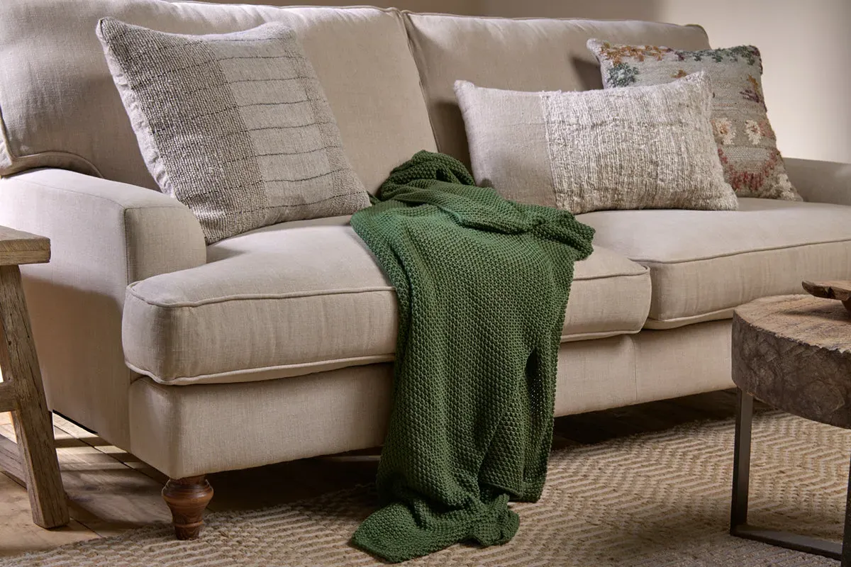 Nahan Moss Stitch Cotton Throw - Forest Green