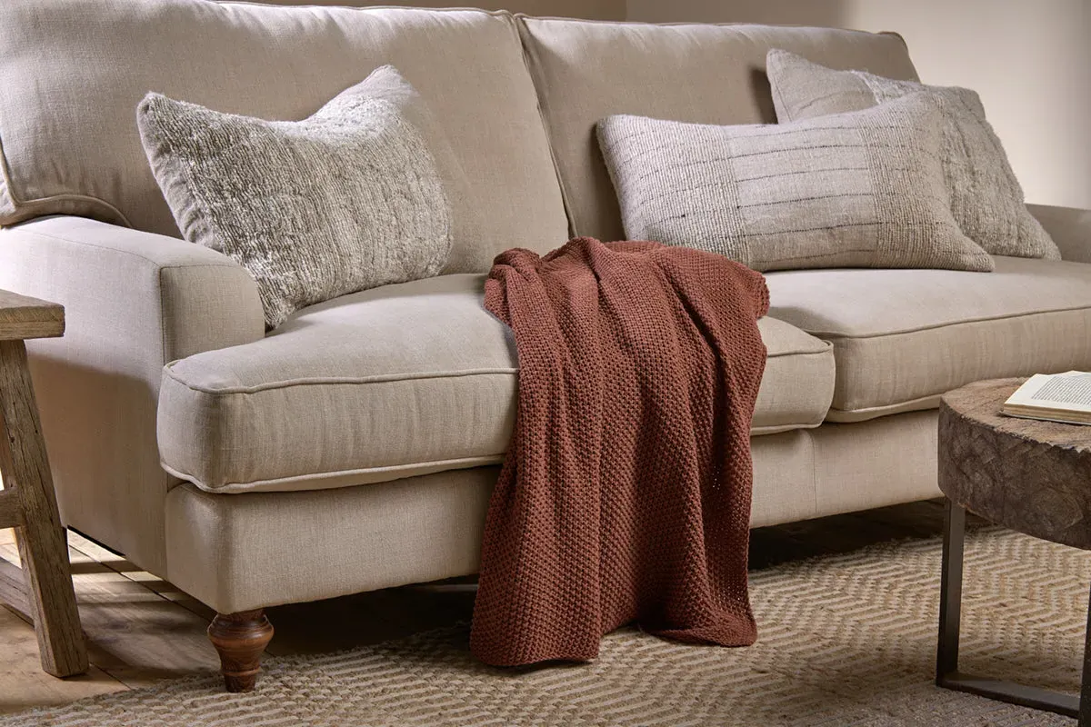 Nahan Moss Stitch Cotton Throw - Rust