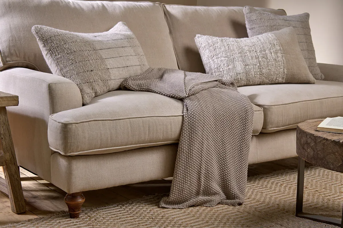 Nahan Moss Stitch Cotton Throw - Stone