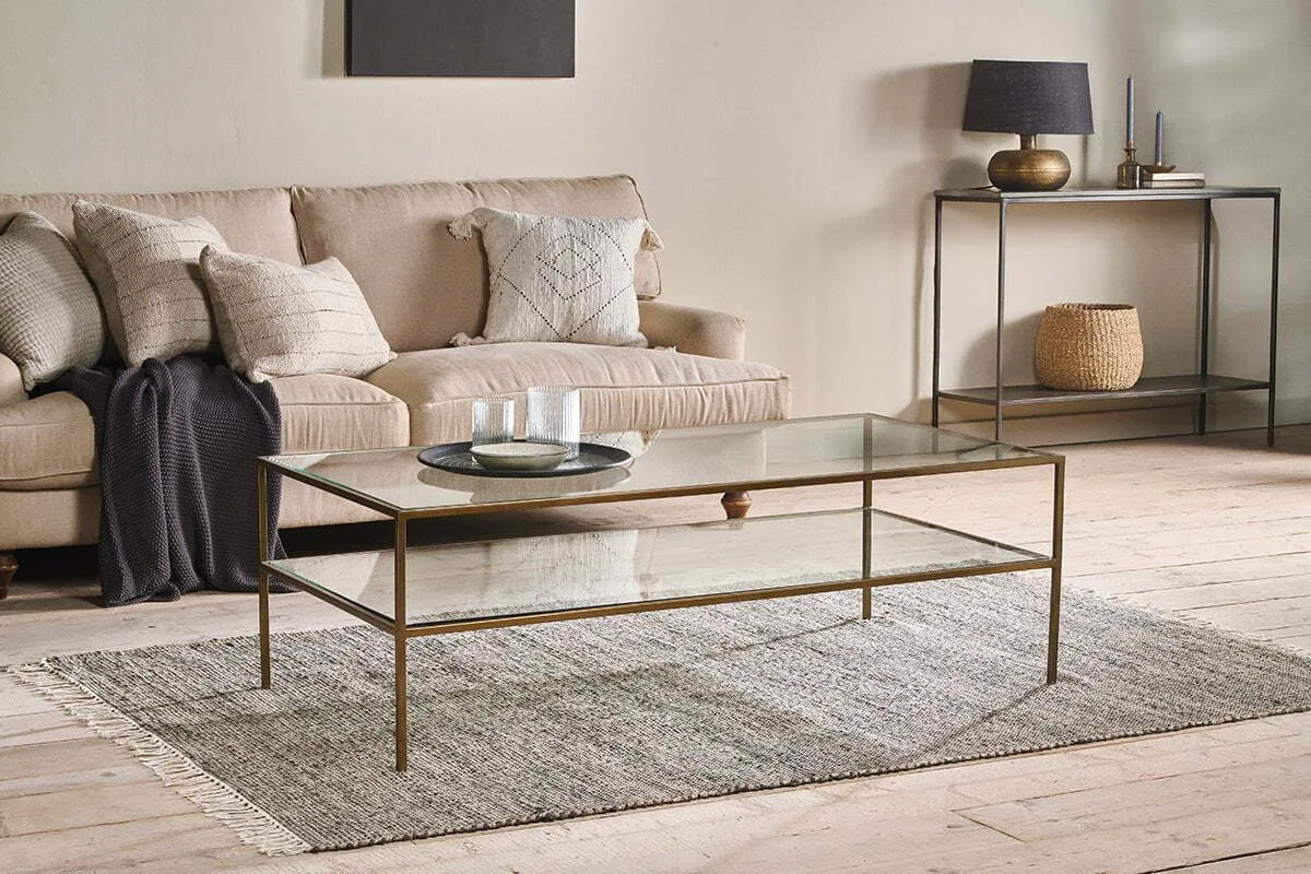 Nakuru Iron & Glass Coffee Table - Brass product