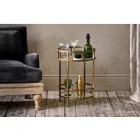 Nakuru 2-Tier Drinks Table - Brass, Iron & Glass alternate view