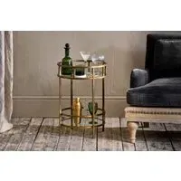 Nakuru Round Drinks Table - Brass, Iron & Glass