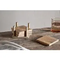 Nalbari Coasters Set of 4 with Stand - Natural