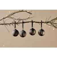 Nalguna Set of 4 Christmas Baubles - Black, Brass alternate view