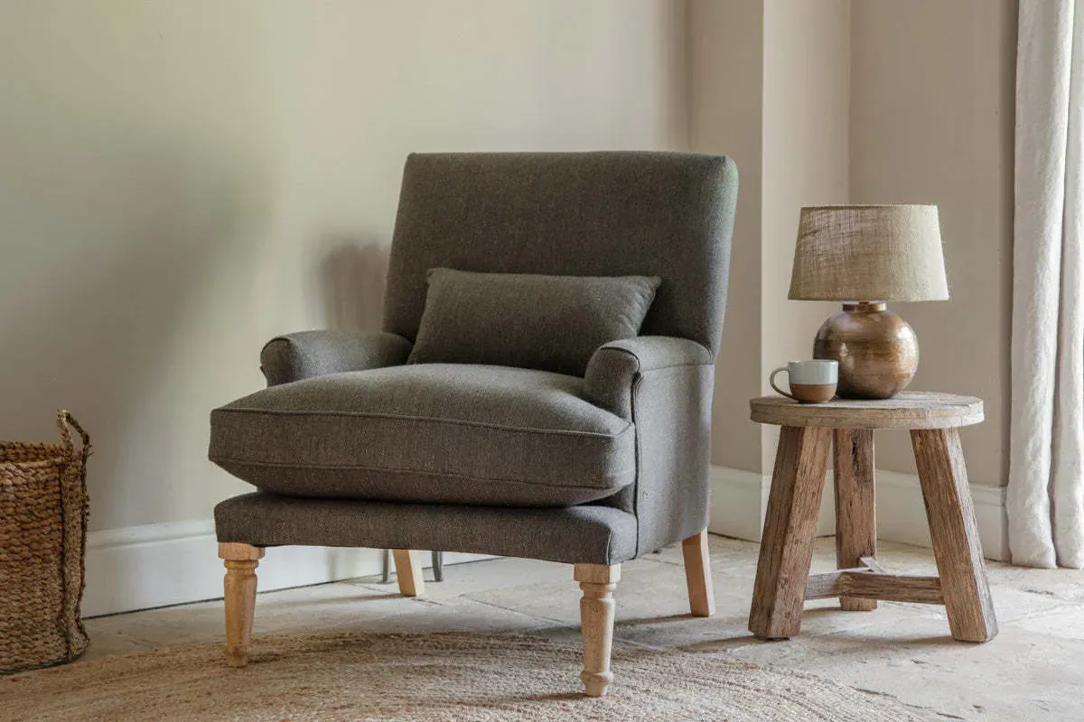 Nalla Wool Armchair - Charcoal, Herringbone Wool product