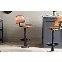 Narwana Bar Chair with Footrest - Aged Tan, Leather