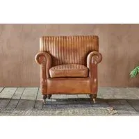 Narwana Ribbed Leather Armchair - Aged Tan