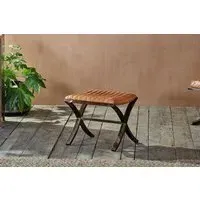 Narwana Ribbed Leather Footstool - Aged Tan