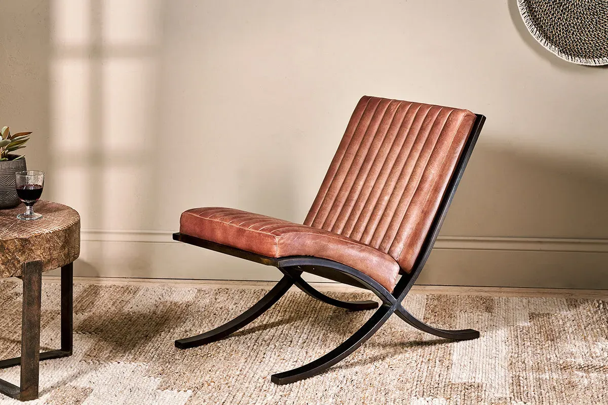 Narwana Ribbed Leather Lounger - Aged Tan image