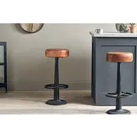 Narwana Round Stool - Aged Tan, Leather