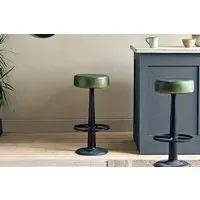 Narwana Round Stool - Rich Green, Leather