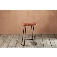 Narwana Small Ribbed Stool - Black & Brown, Leather