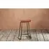 Narwana Small Ribbed Stool - Black & Brown, Leather