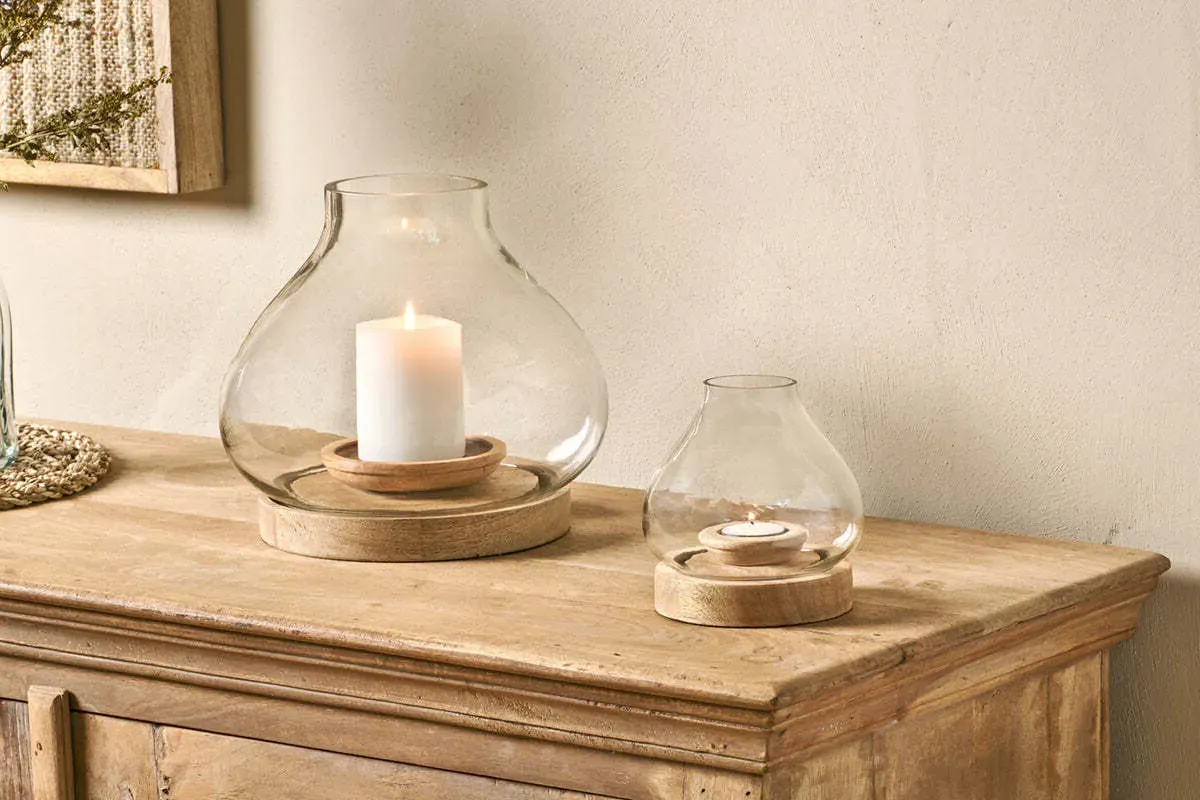 Naryla Small Lantern - Mango Wood, Glass product