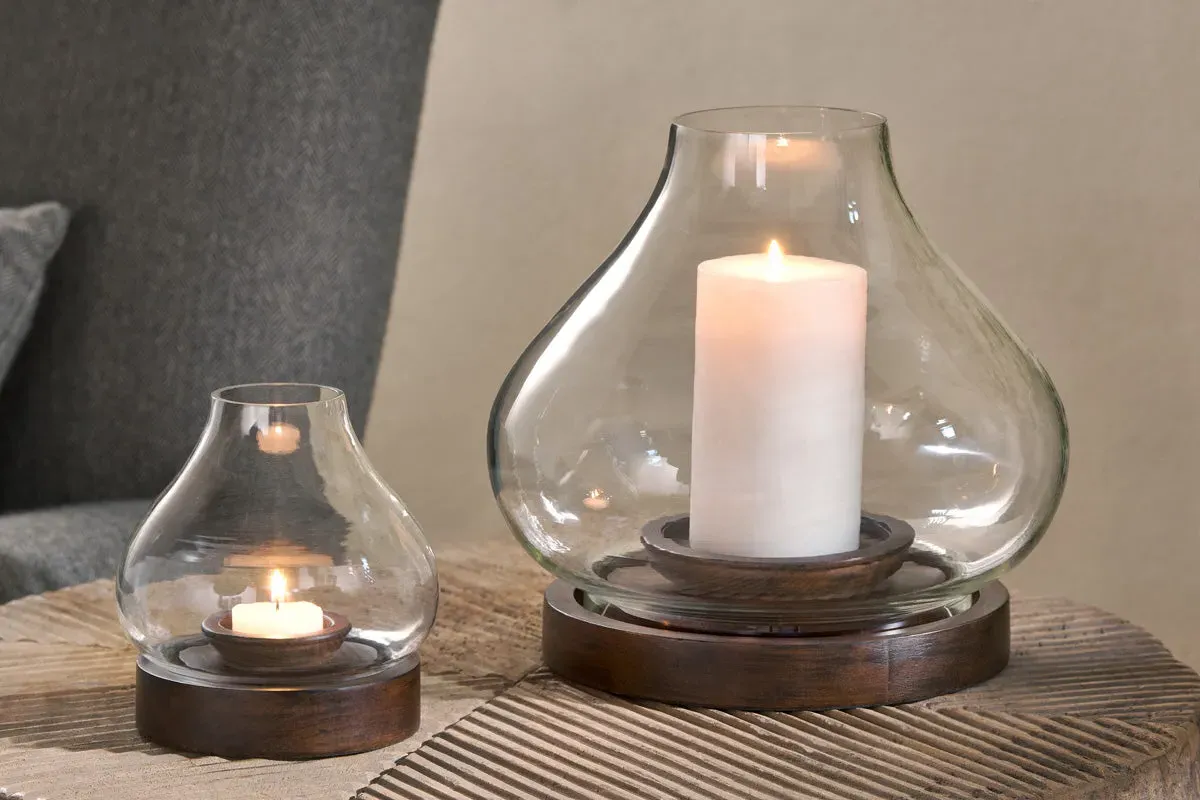 Naryla Small Mango Wood Lantern - Dark Stain image