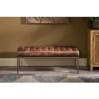 Nasan Leather Upholstered Bench - Brown