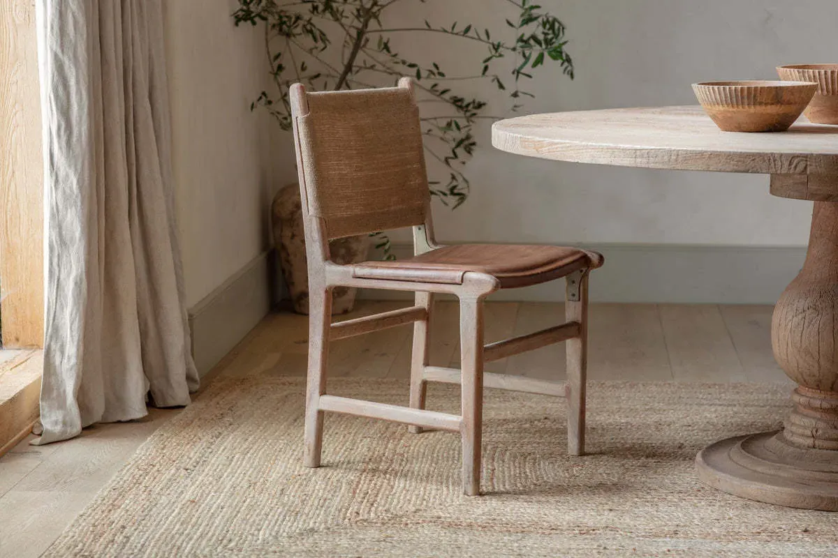 Nayan Leather & Jute Dining Chair - Tan product