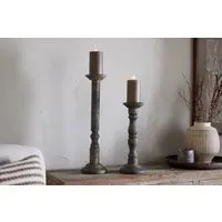 Nayati Small Pillar Candle Stick - Dark Stain, Mango Wood