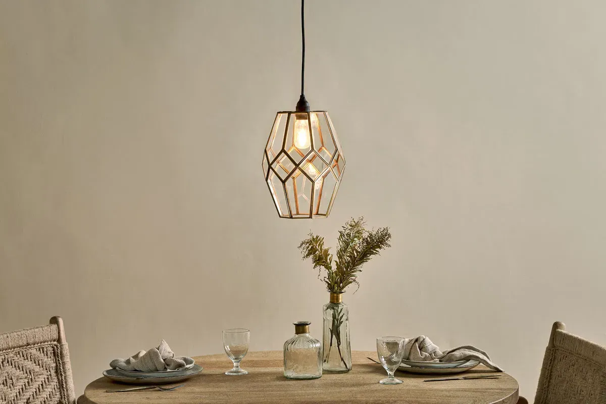 Nazat Panelled Glass Easy Fit Lampshade - Antique Brass